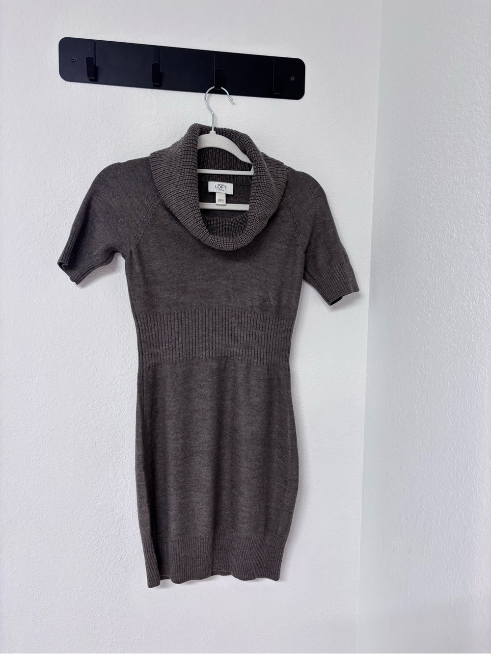 LOFT Brown Short-Sleeve Cowl Neck Sweater Dress